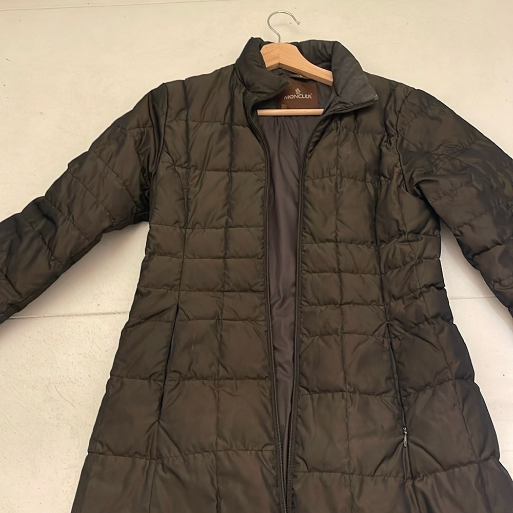 Moncler long lightweight long jacket.  Size 0.